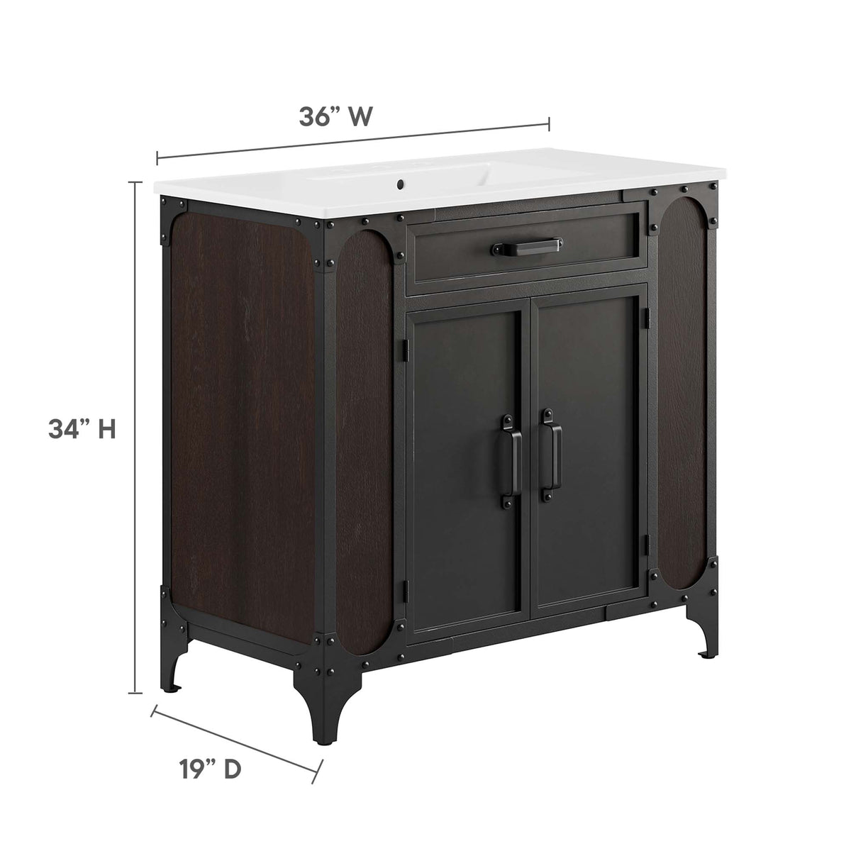 Steamforge 36" Bathroom Vanity - White Black