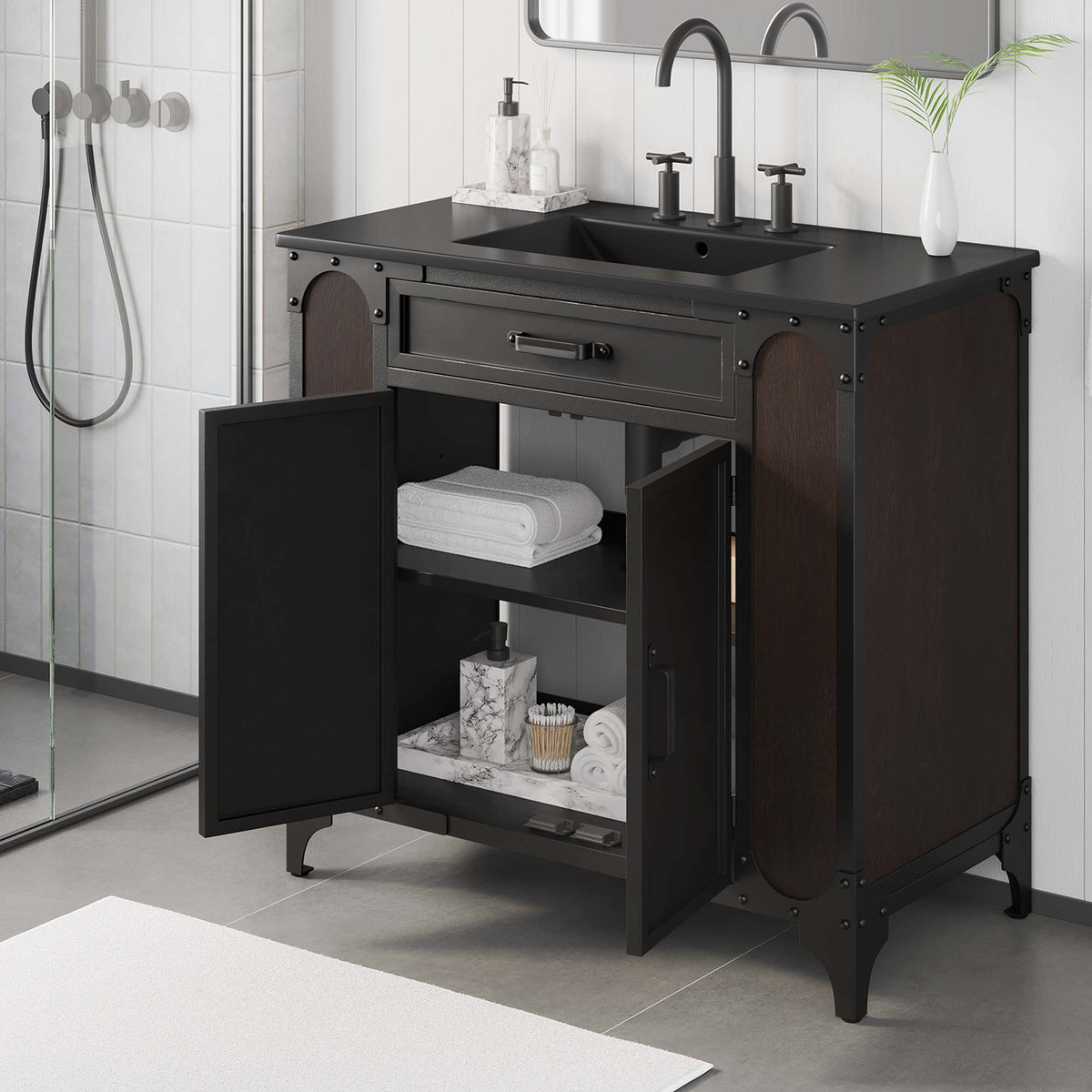 Steamforge 36" Bathroom Vanity - Black Black