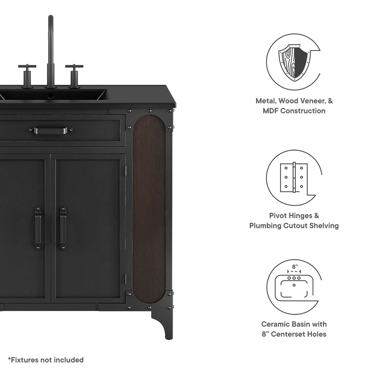 Steamforge 36" Bathroom Vanity - Black Black