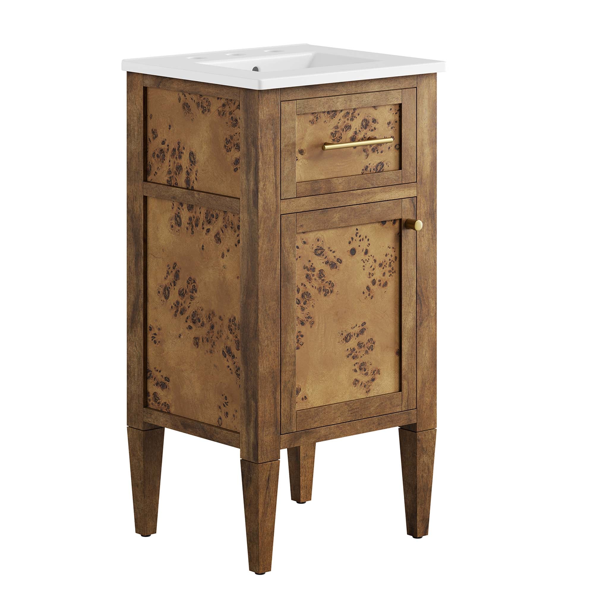 Elysian 18" Wood Bathroom Vanity - White Brown