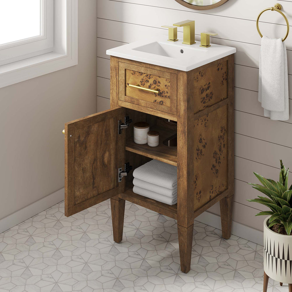 Elysian 18" Wood Bathroom Vanity - White Brown