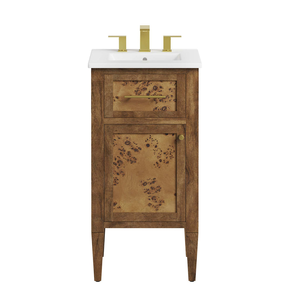 Elysian 18" Wood Bathroom Vanity - White Brown