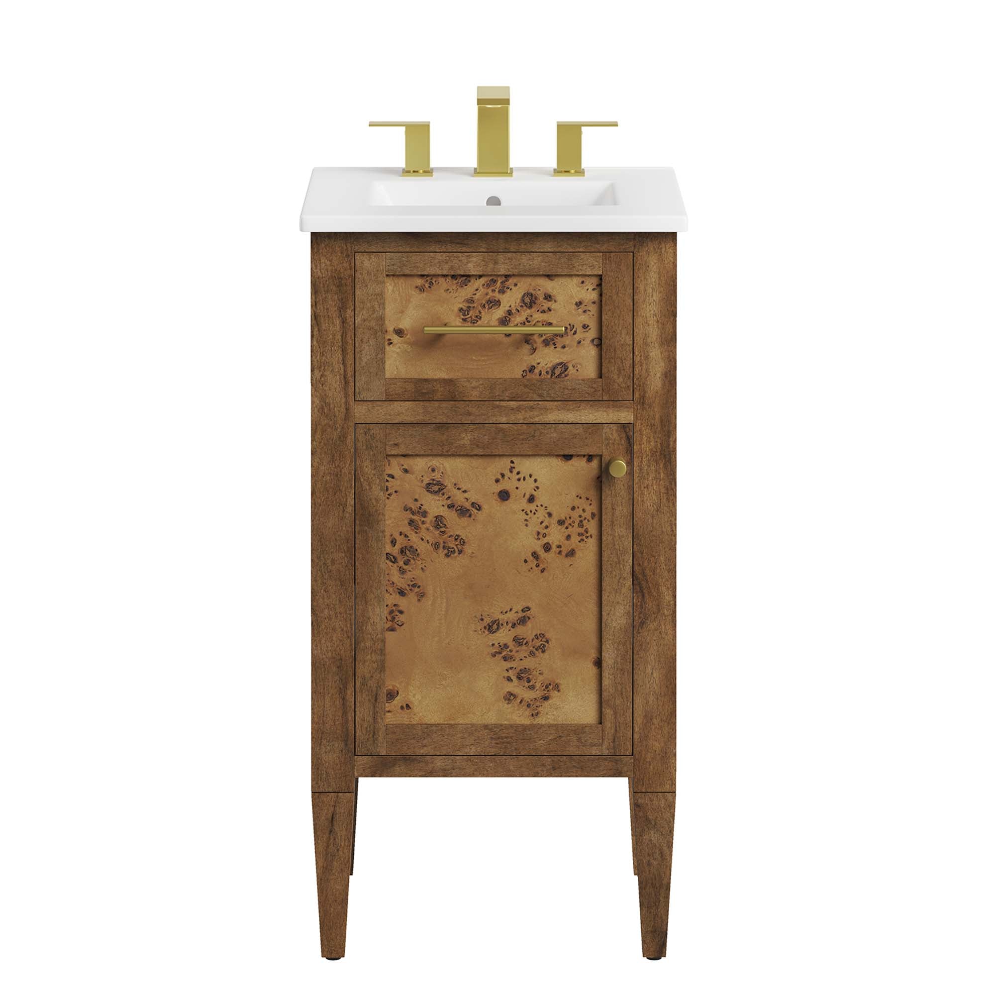 Elysian 18" Wood Bathroom Vanity - White Brown