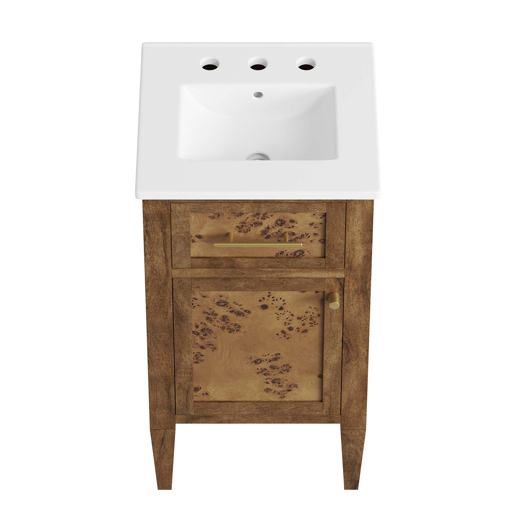 Elysian 18" Wood Bathroom Vanity - White Brown