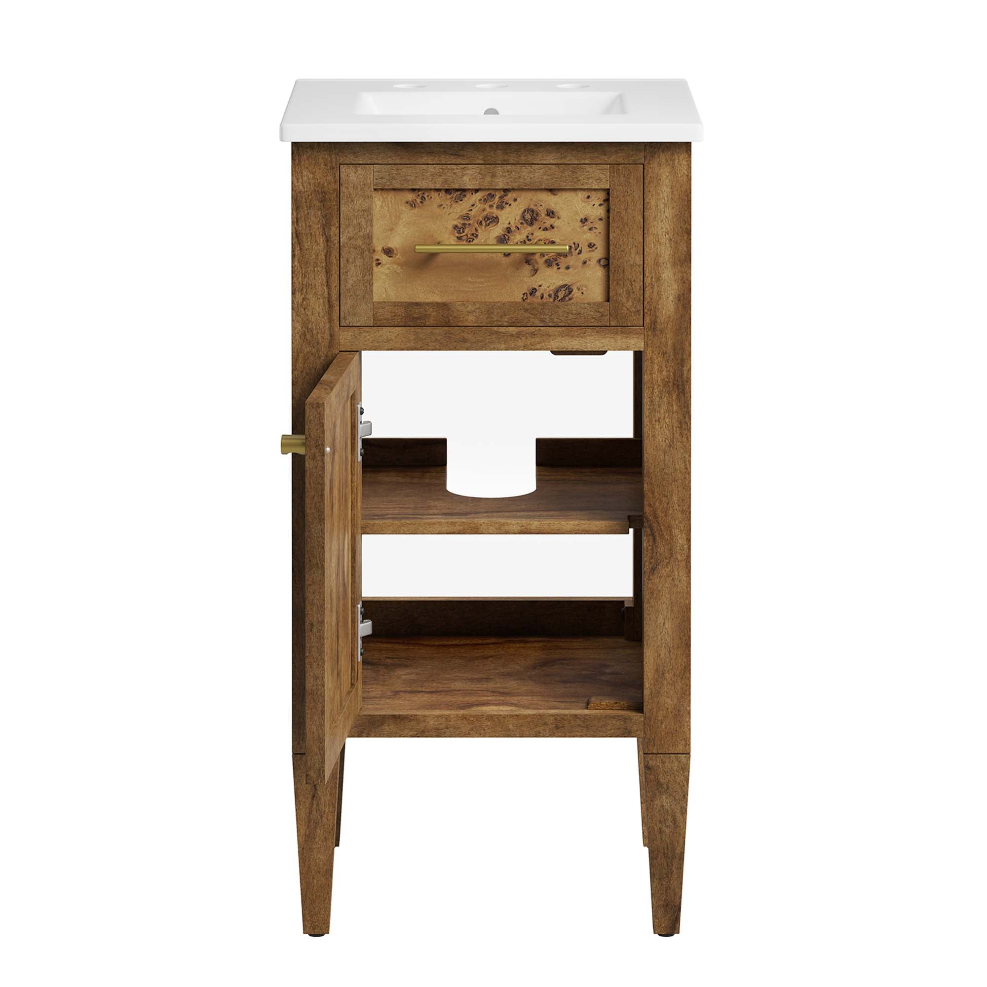 Elysian 18" Wood Bathroom Vanity - White Brown