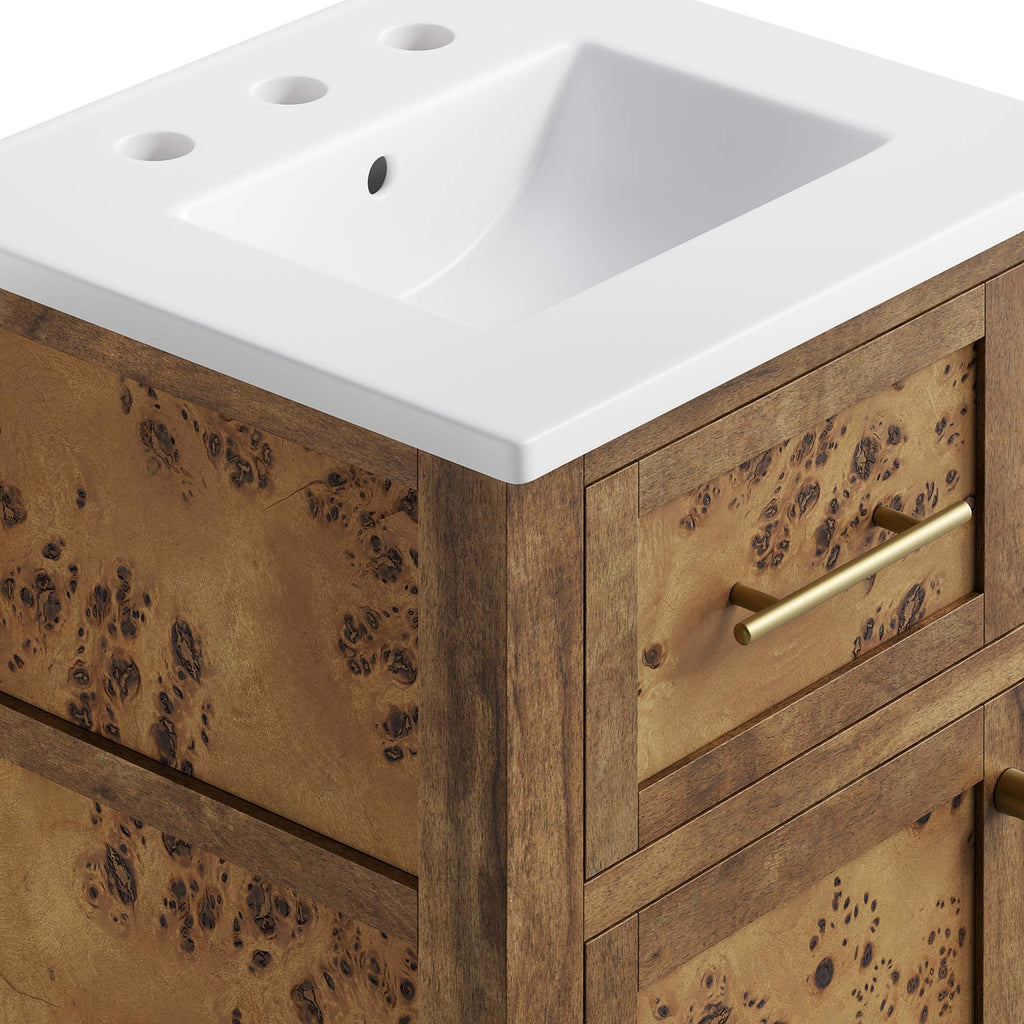 Elysian 18" Wood Bathroom Vanity - White Brown