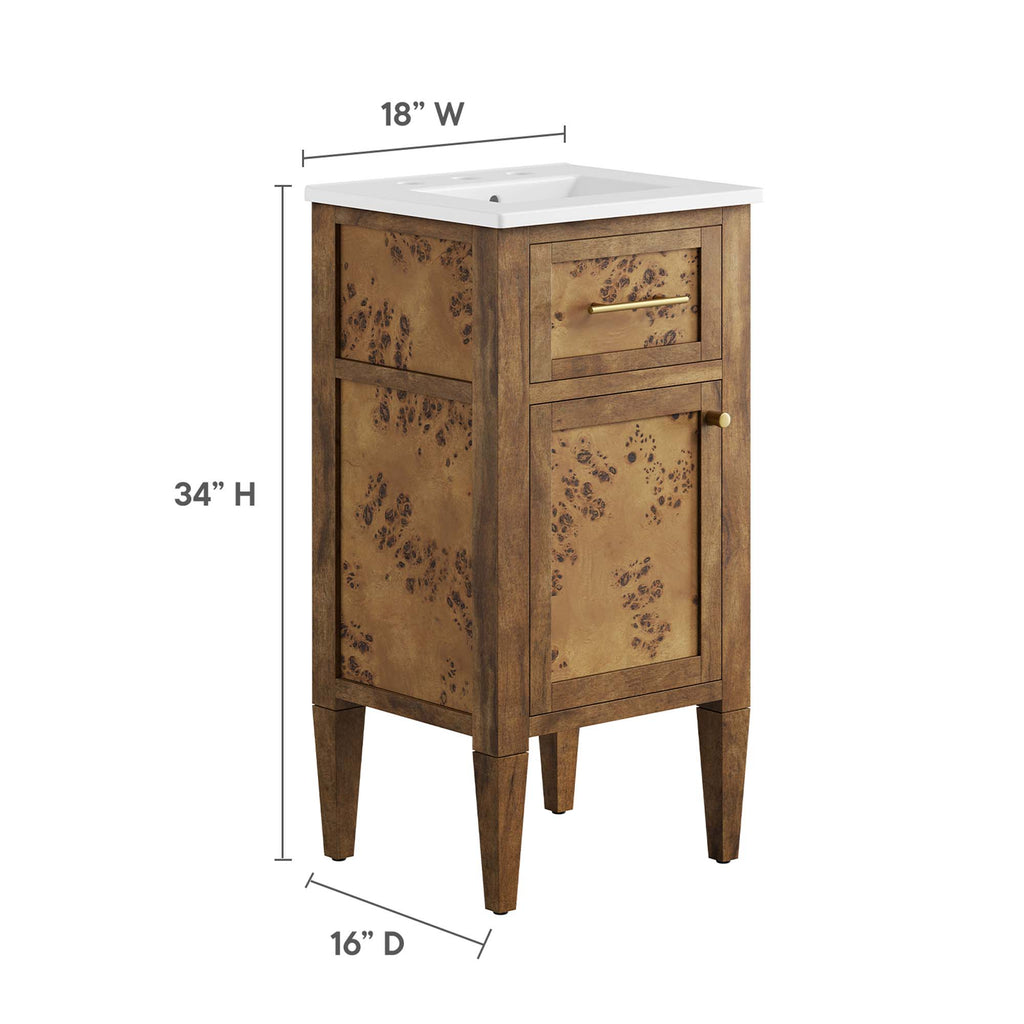 Elysian 18" Wood Bathroom Vanity - White Brown