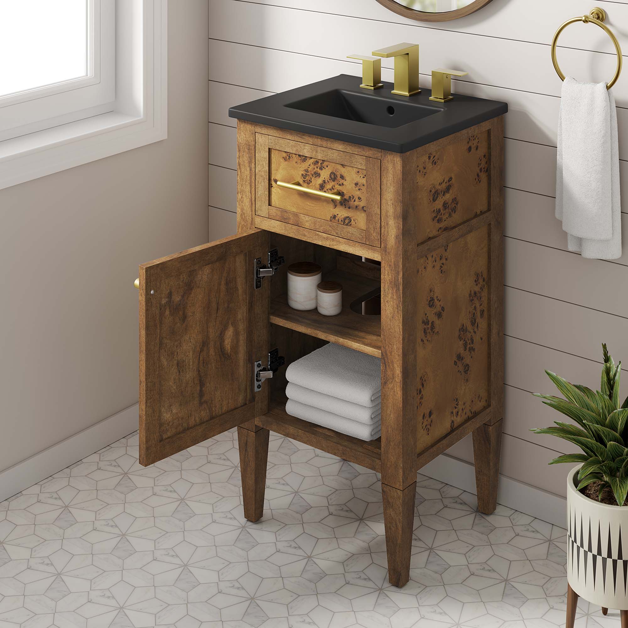 Elysian 18" Wood Bathroom Vanity - Black Brown