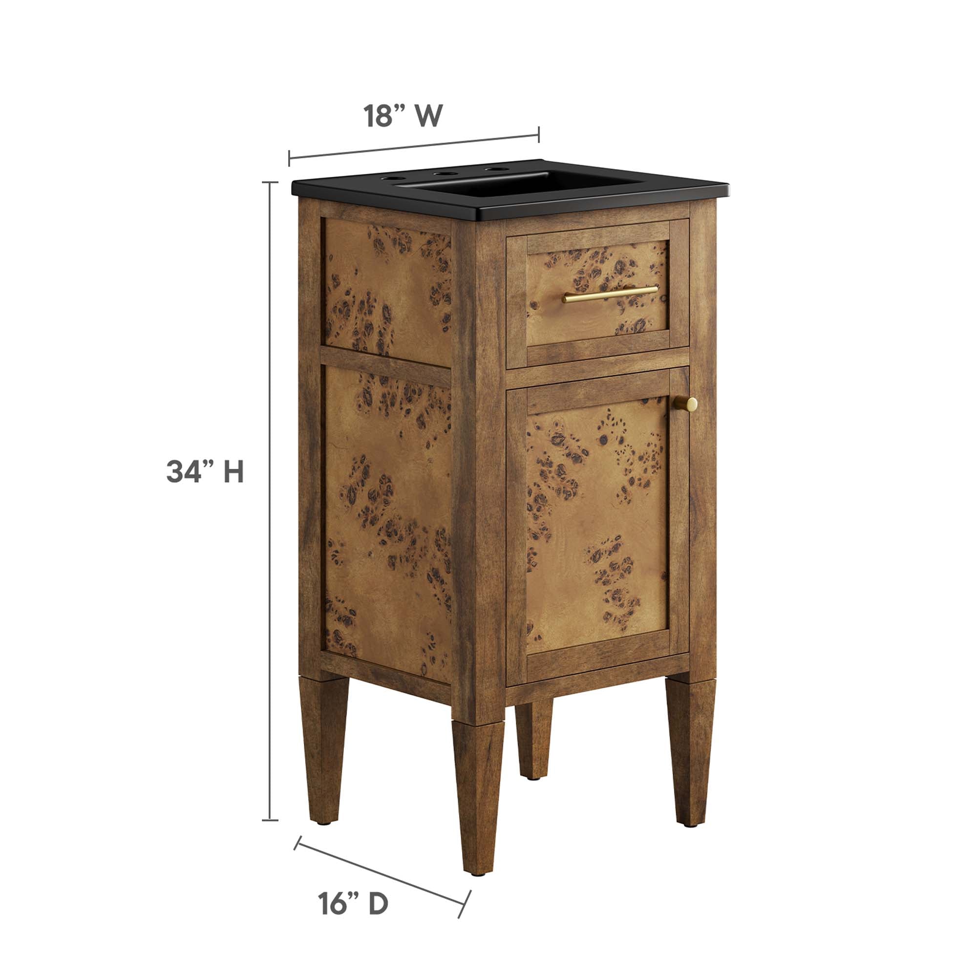 Elysian 18" Wood Bathroom Vanity - Black Brown