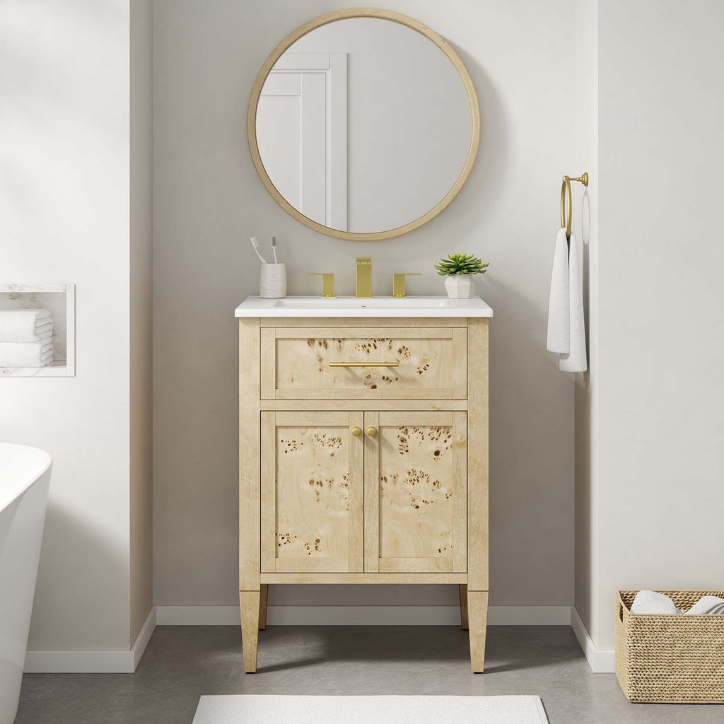 Elysian 24" Wood Bathroom Vanity - White Burl