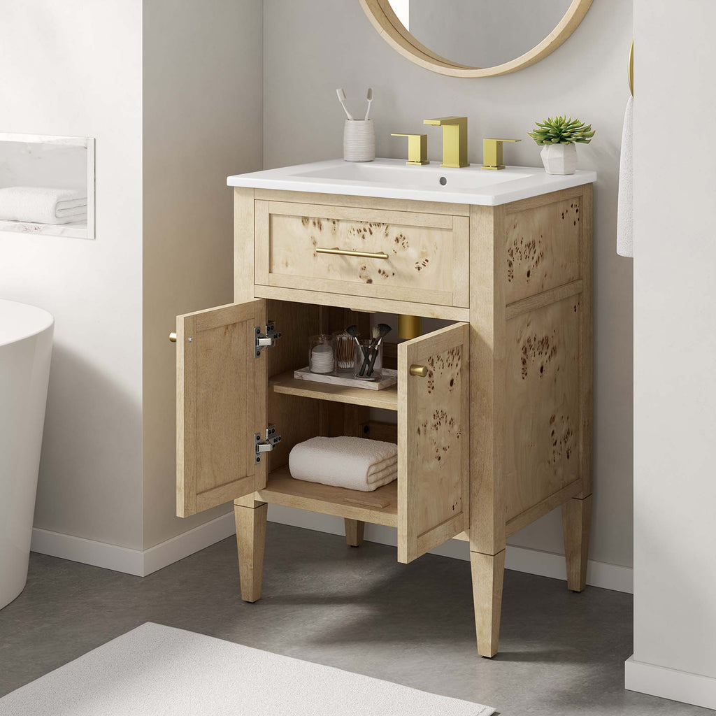 Elysian 24" Wood Bathroom Vanity - White Burl