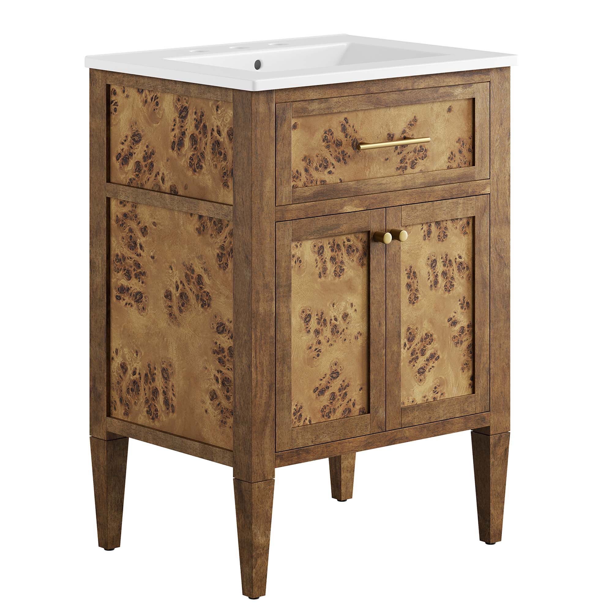 Elysian 24" Wood Bathroom Vanity - White Brown