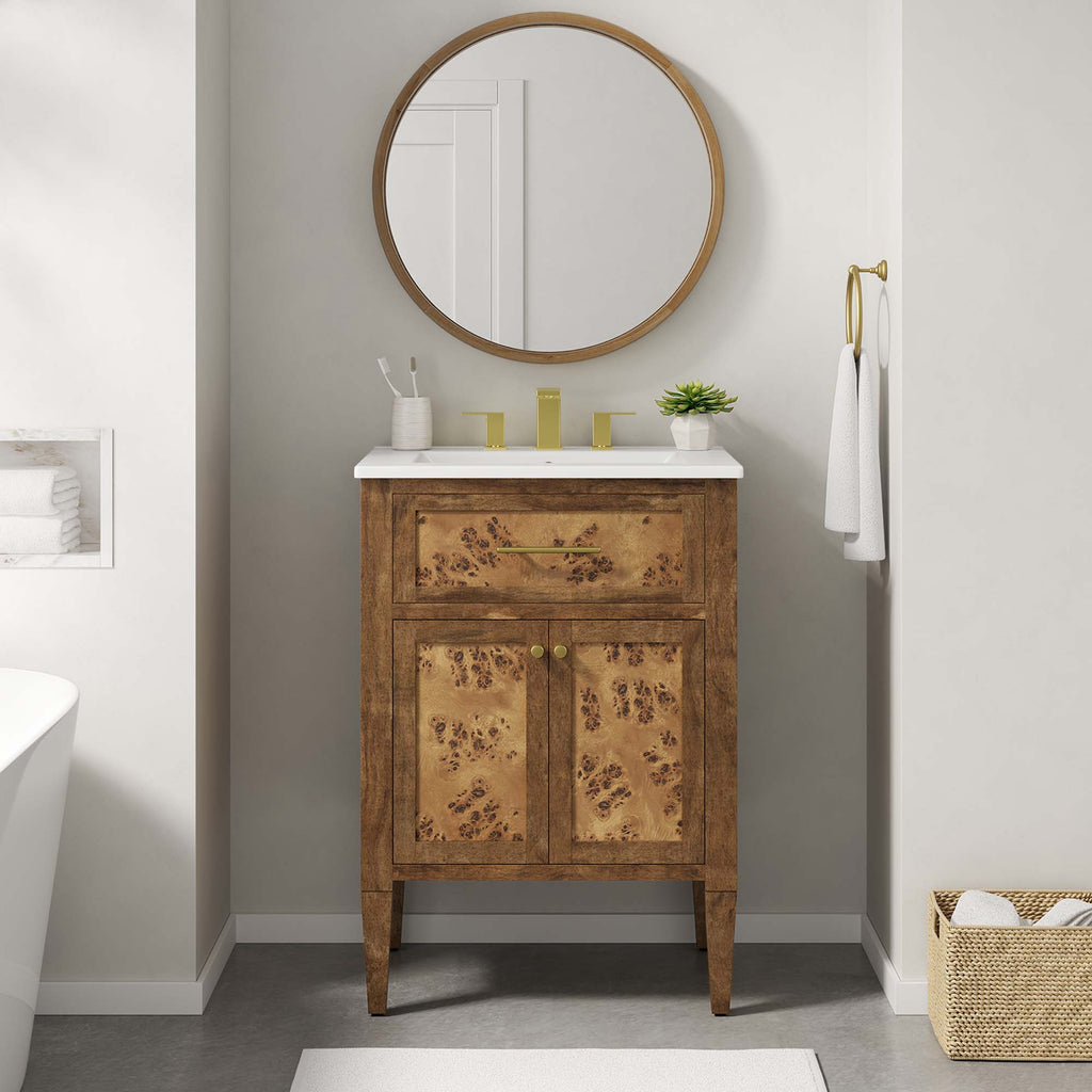 Elysian 24" Wood Bathroom Vanity - White Brown