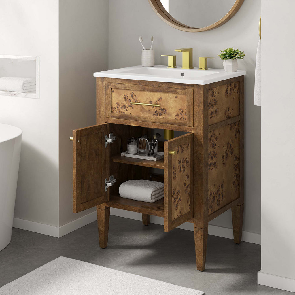 Elysian 24" Wood Bathroom Vanity - White Brown