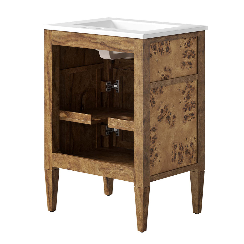 Elysian 24" Wood Bathroom Vanity - White Brown