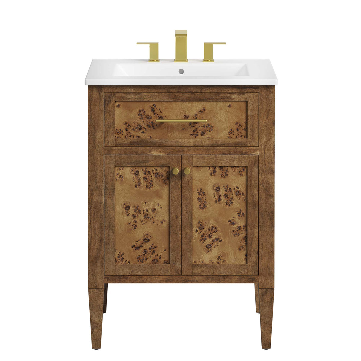 Elysian 24" Wood Bathroom Vanity - White Brown