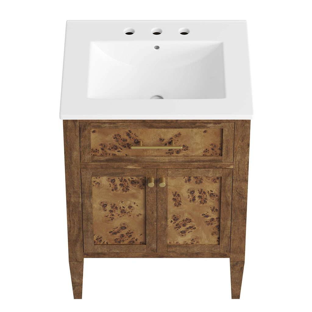 Elysian 24" Wood Bathroom Vanity - White Brown