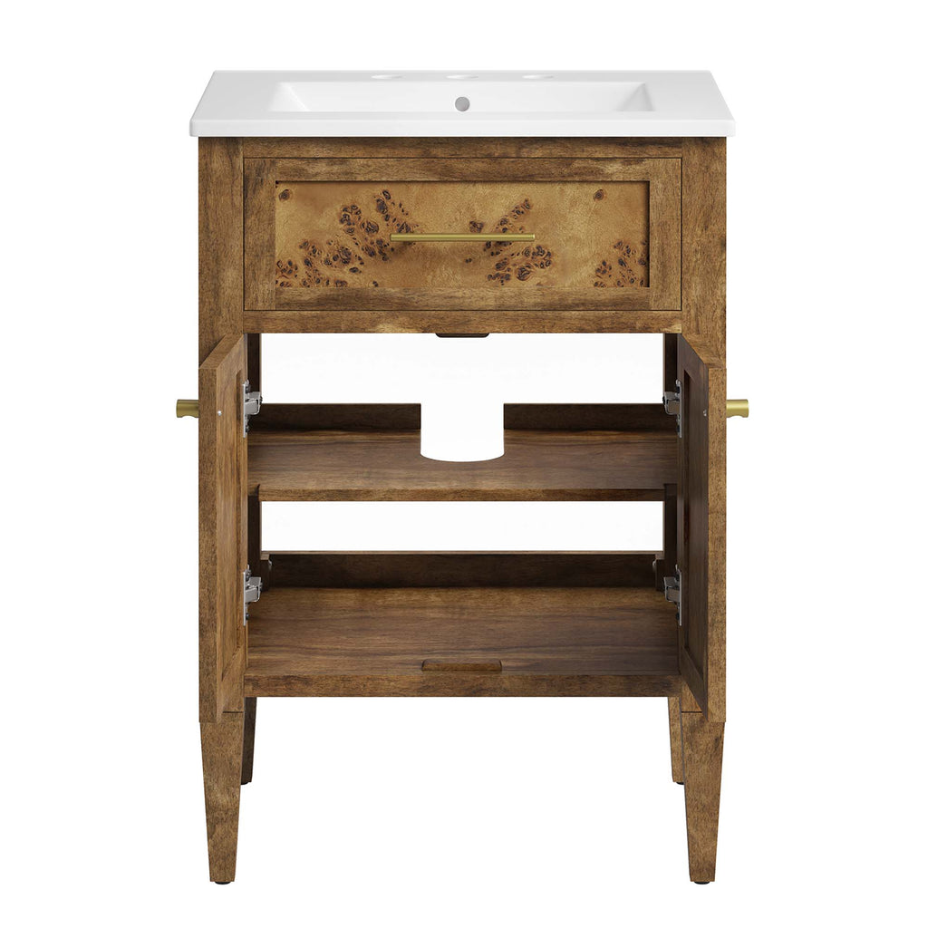 Elysian 24" Wood Bathroom Vanity - White Brown