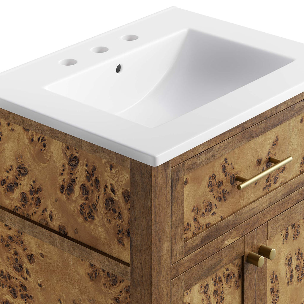 Elysian 24" Wood Bathroom Vanity - White Brown