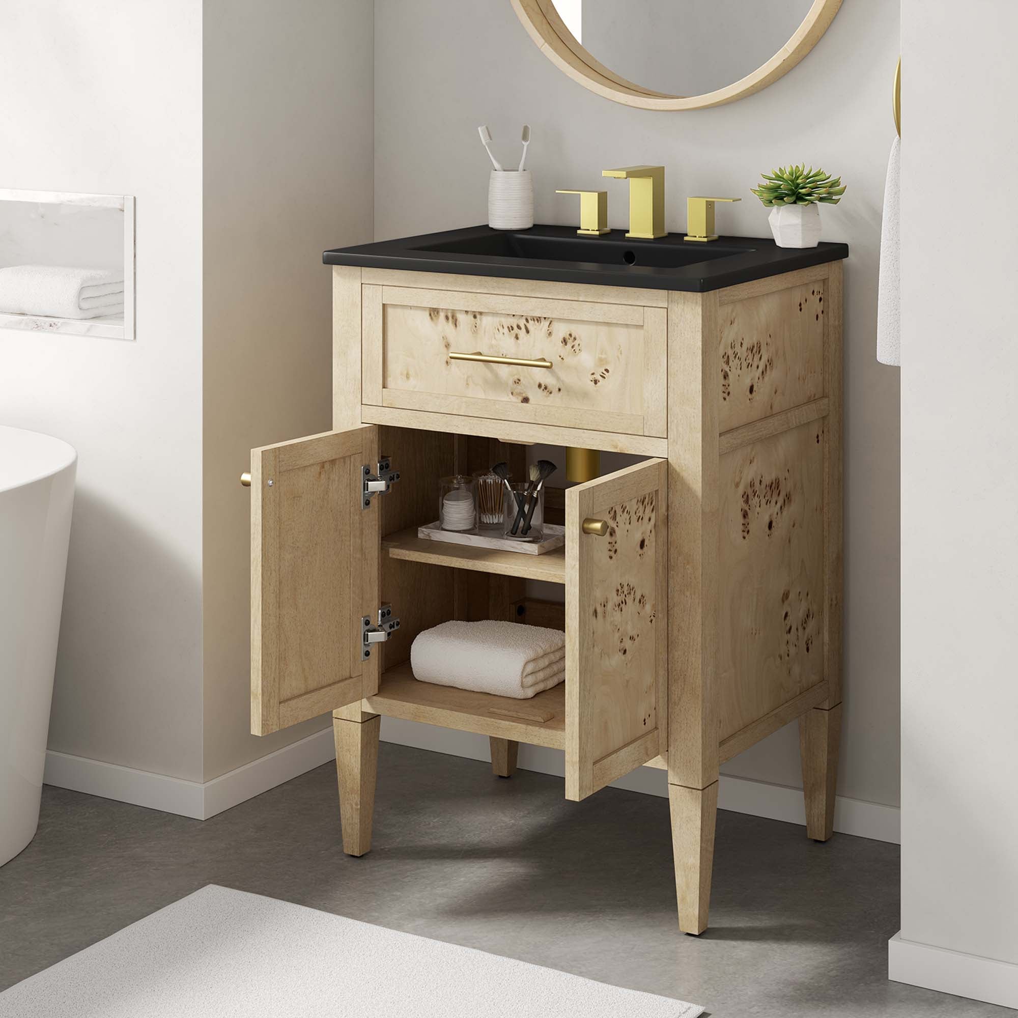 Elysian 24" Wood Bathroom Vanity - Black Burl