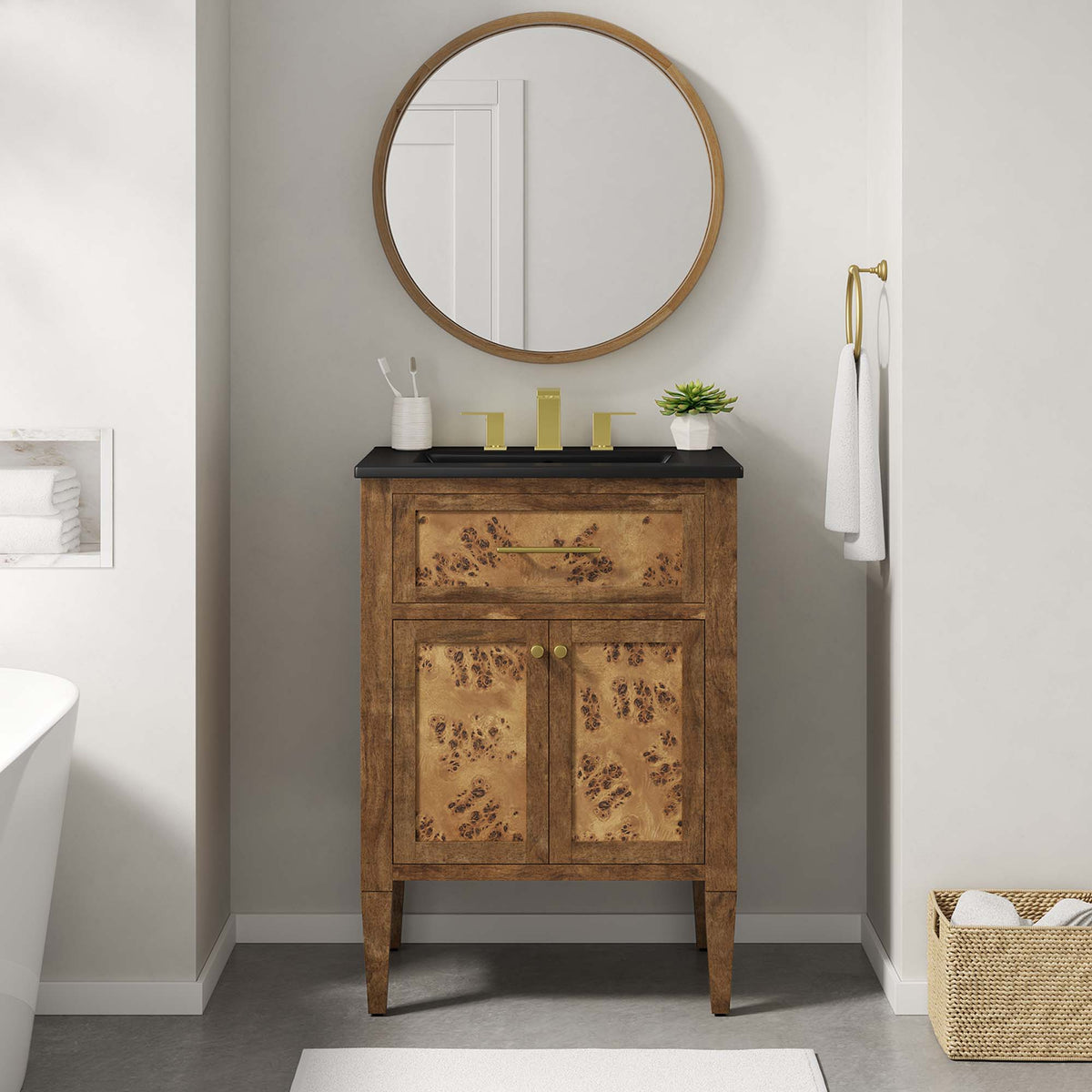 Elysian 24" Wood Bathroom Vanity - Black Brown