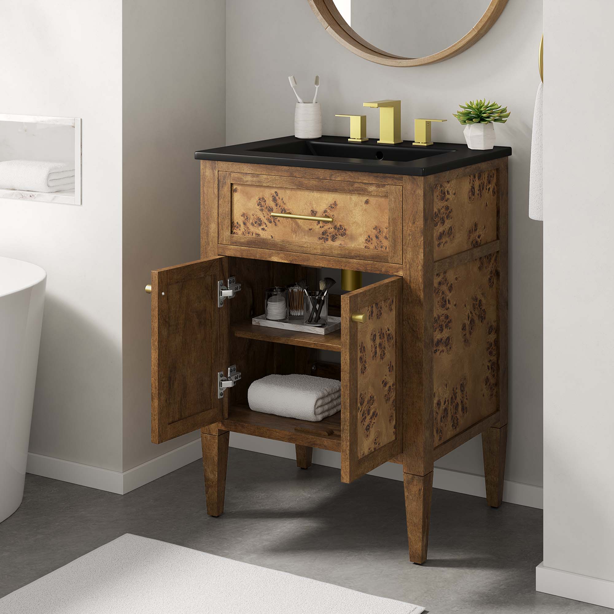 Elysian 24" Wood Bathroom Vanity - Black Brown