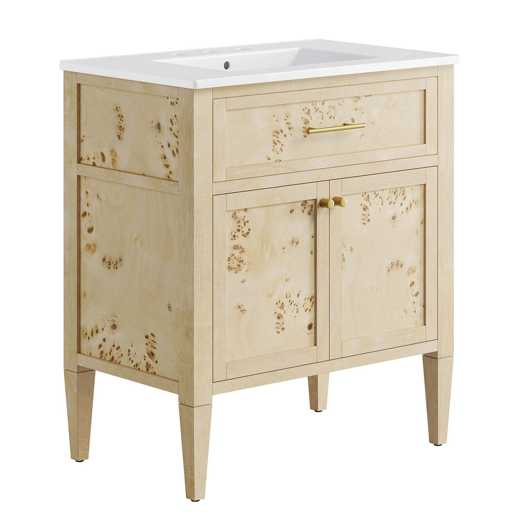 Elysian 30" Wood Bathroom Vanity - White Burl