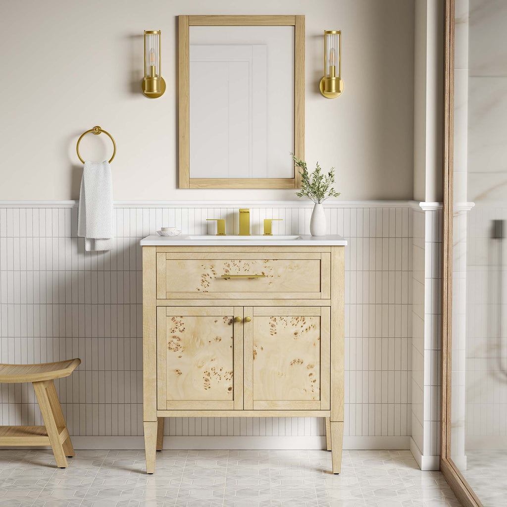 Elysian 30" Wood Bathroom Vanity - White Burl