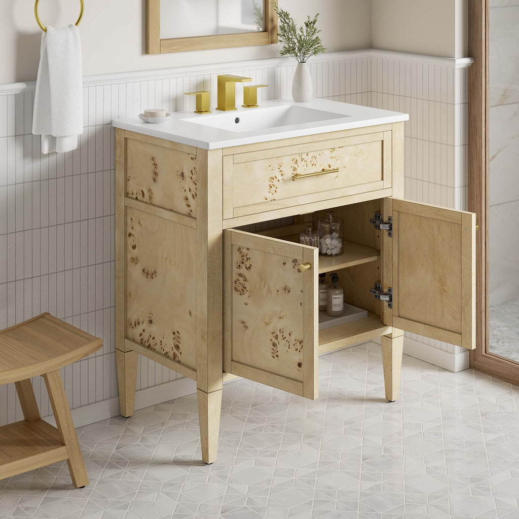 Elysian 30" Wood Bathroom Vanity - White Burl