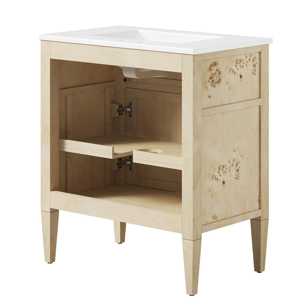 Elysian 30" Wood Bathroom Vanity - White Burl
