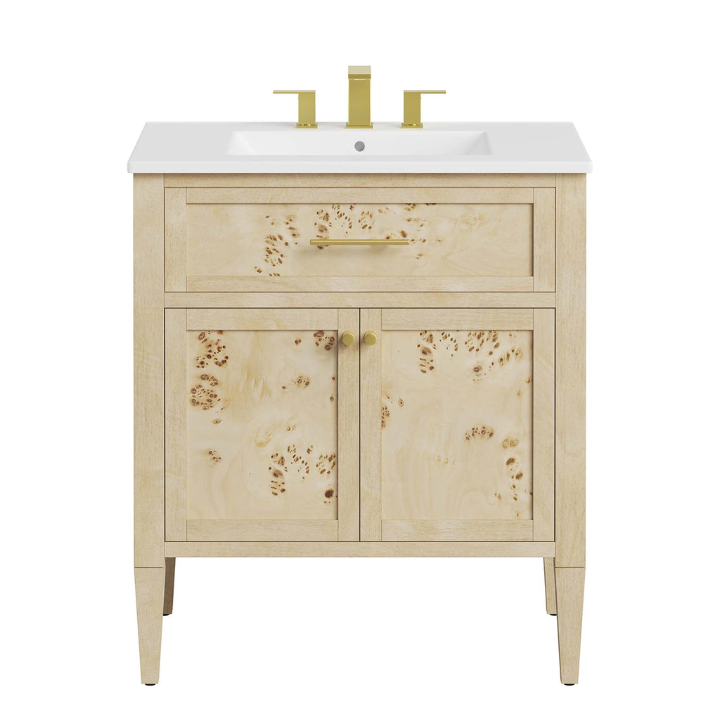 Elysian 30" Wood Bathroom Vanity - White Burl