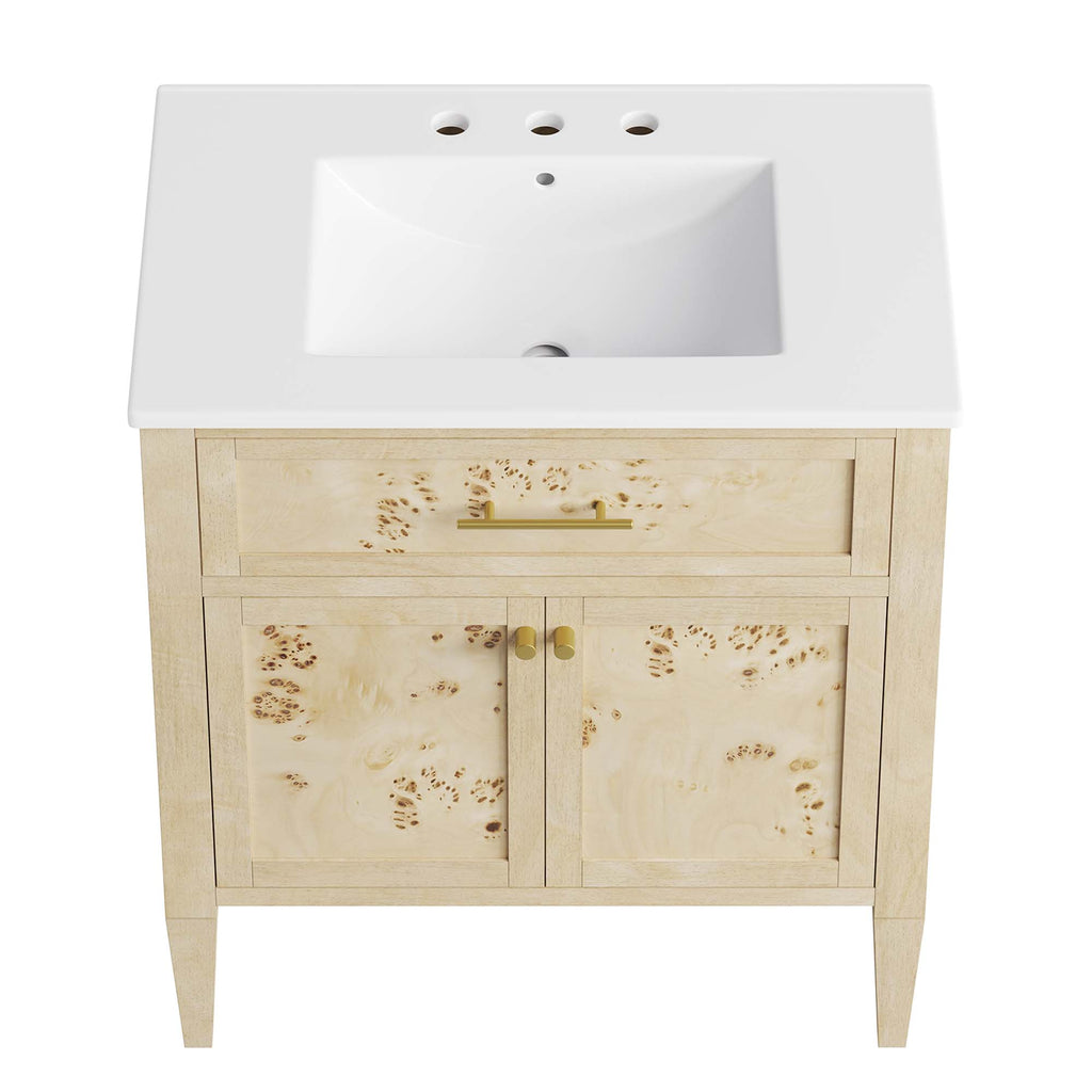 Elysian 30" Wood Bathroom Vanity - White Burl