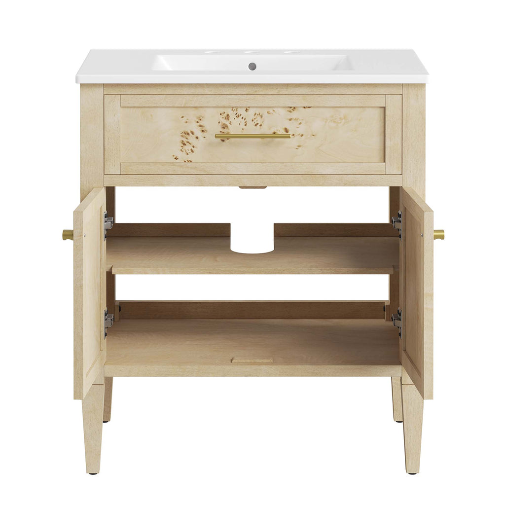 Elysian 30" Wood Bathroom Vanity - White Burl