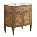 Elysian 30" Wood Bathroom Vanity - White Brown