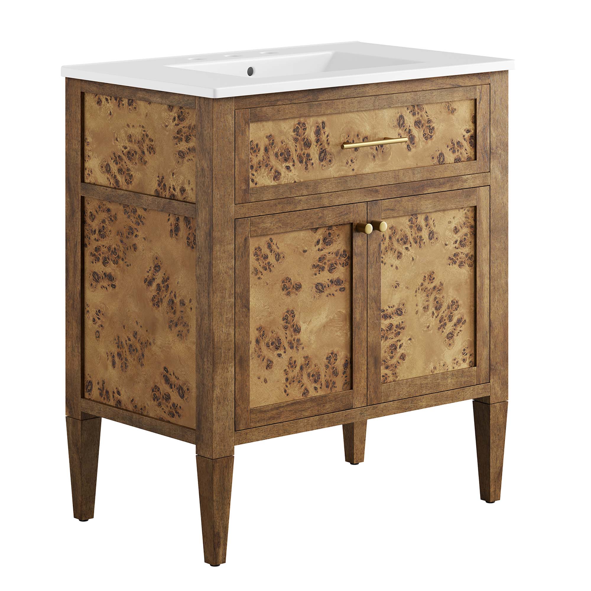 Elysian 30" Wood Bathroom Vanity - White Brown