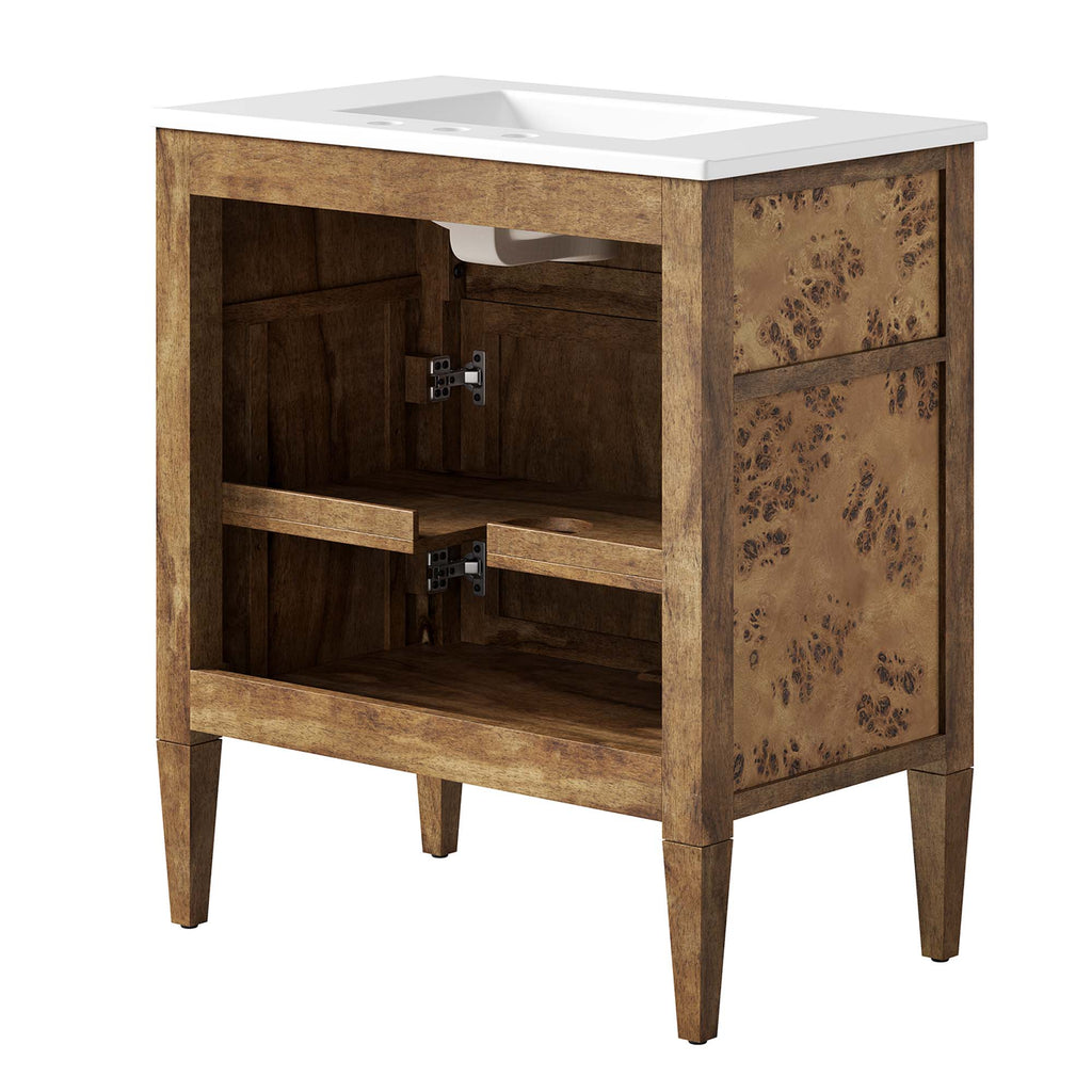 Elysian 30" Wood Bathroom Vanity - White Brown