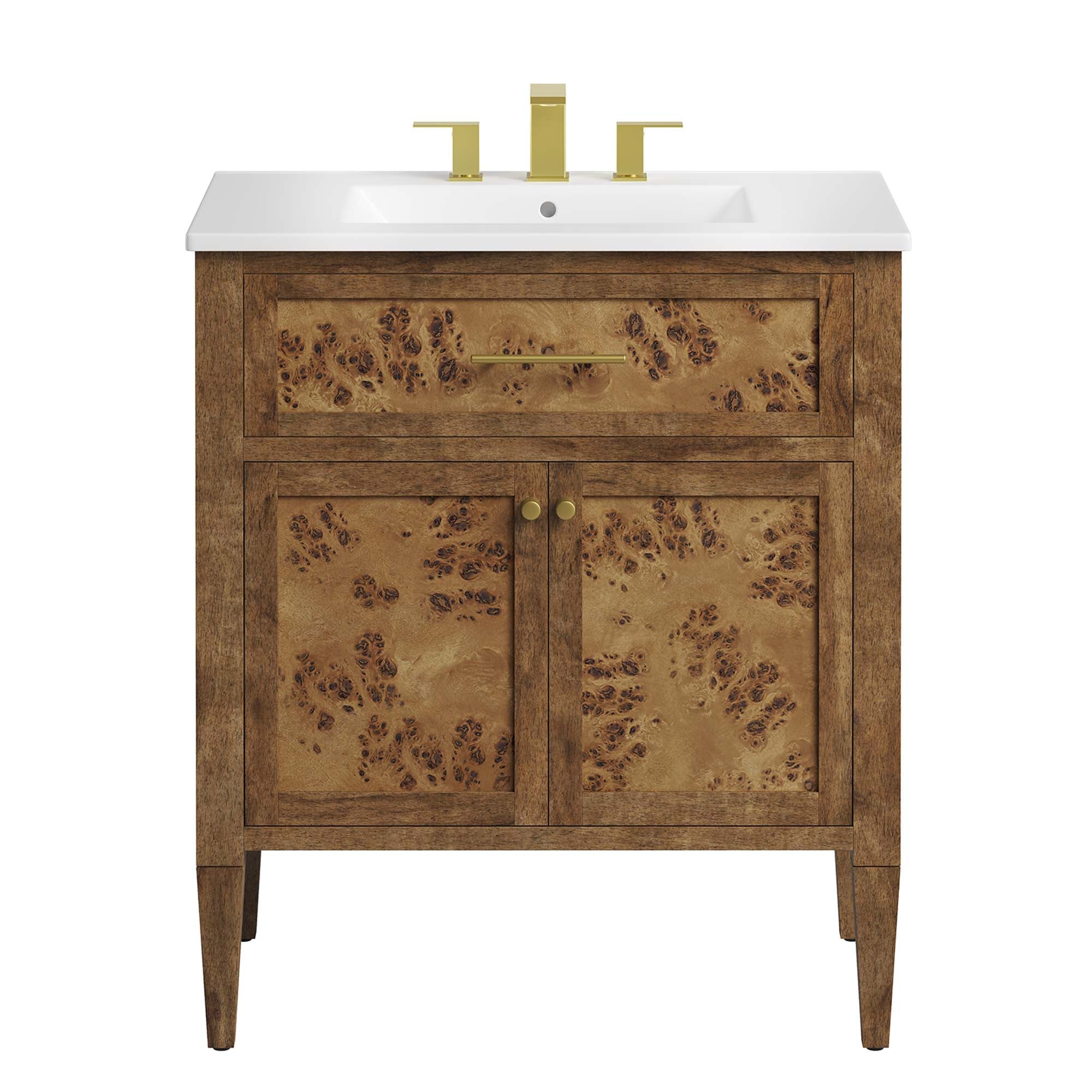 Elysian 30" Wood Bathroom Vanity - White Brown