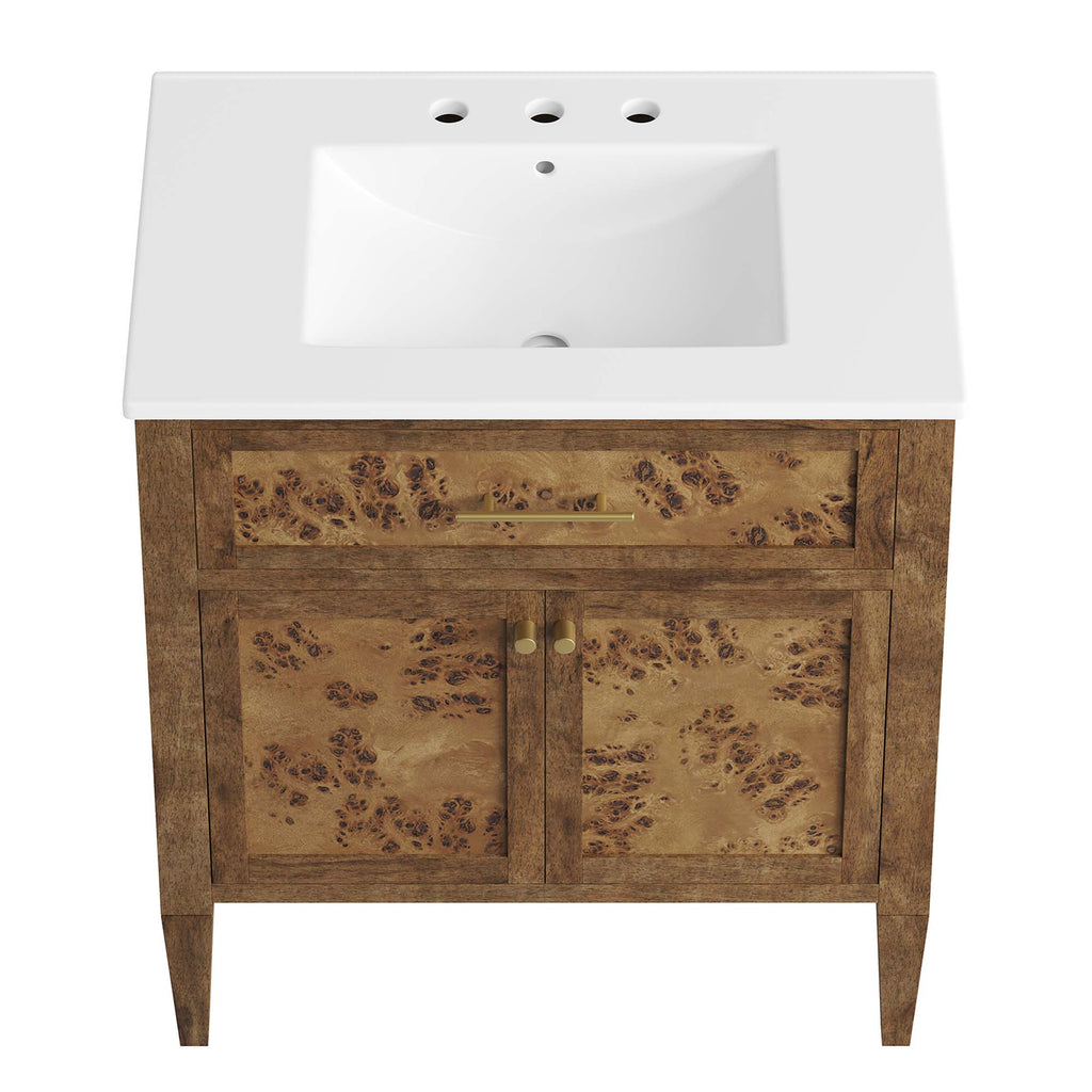 Elysian 30" Wood Bathroom Vanity - White Brown