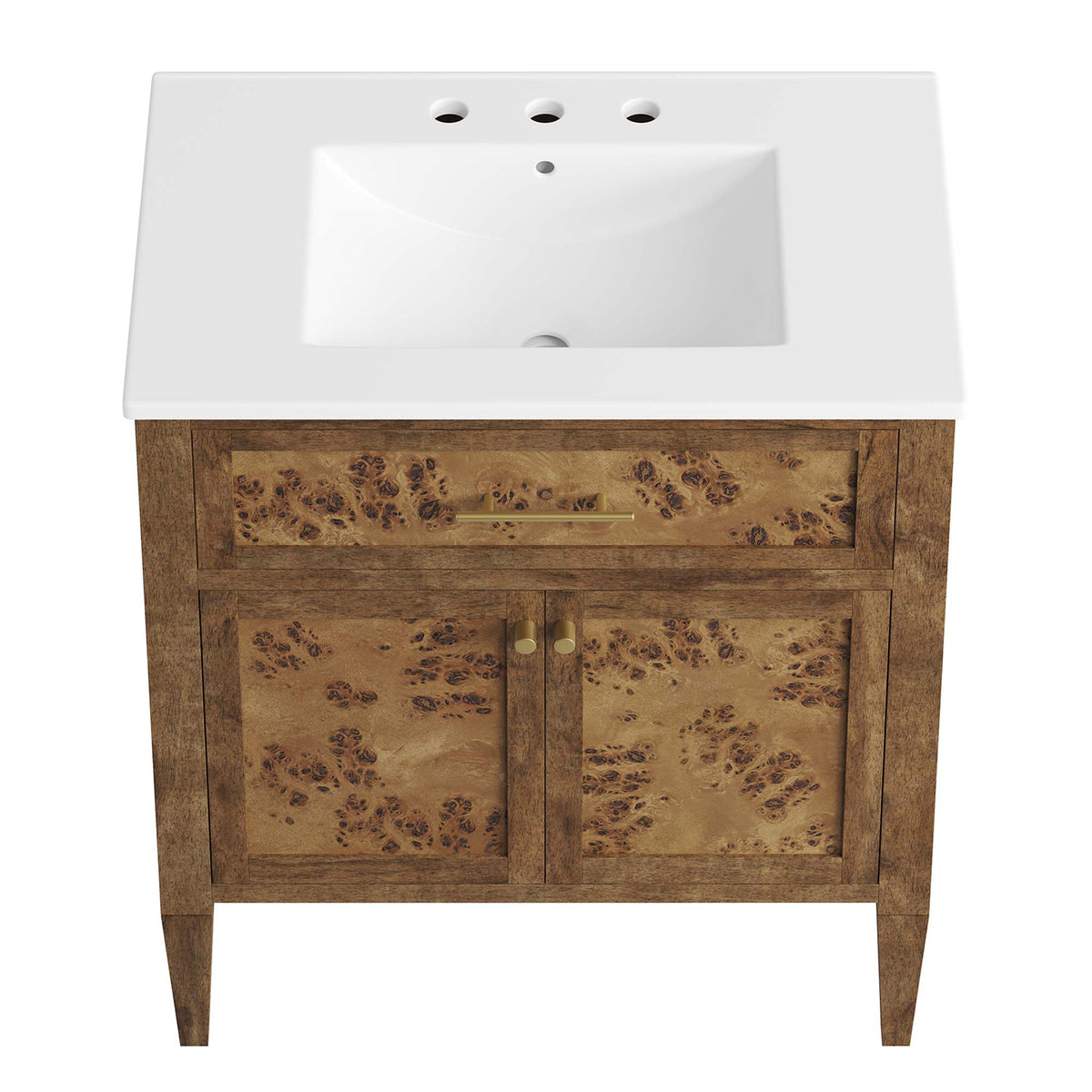 Elysian 30" Wood Bathroom Vanity - White Brown