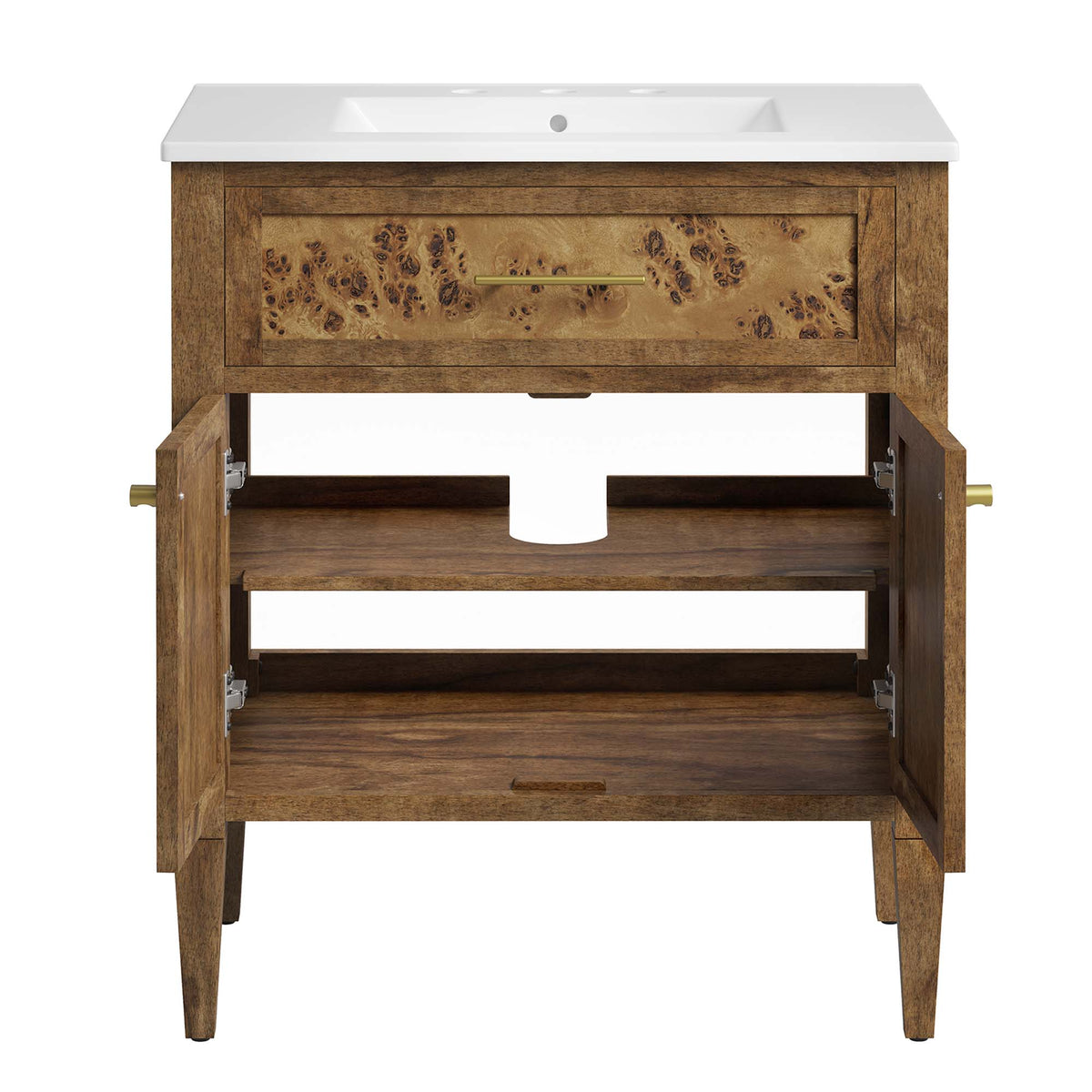 Elysian 30" Wood Bathroom Vanity - White Brown