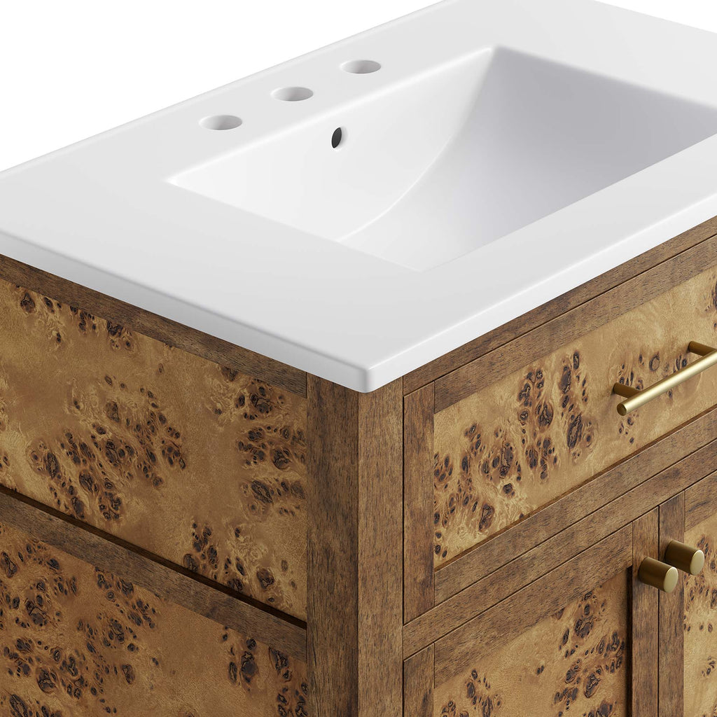 Elysian 30" Wood Bathroom Vanity - White Brown