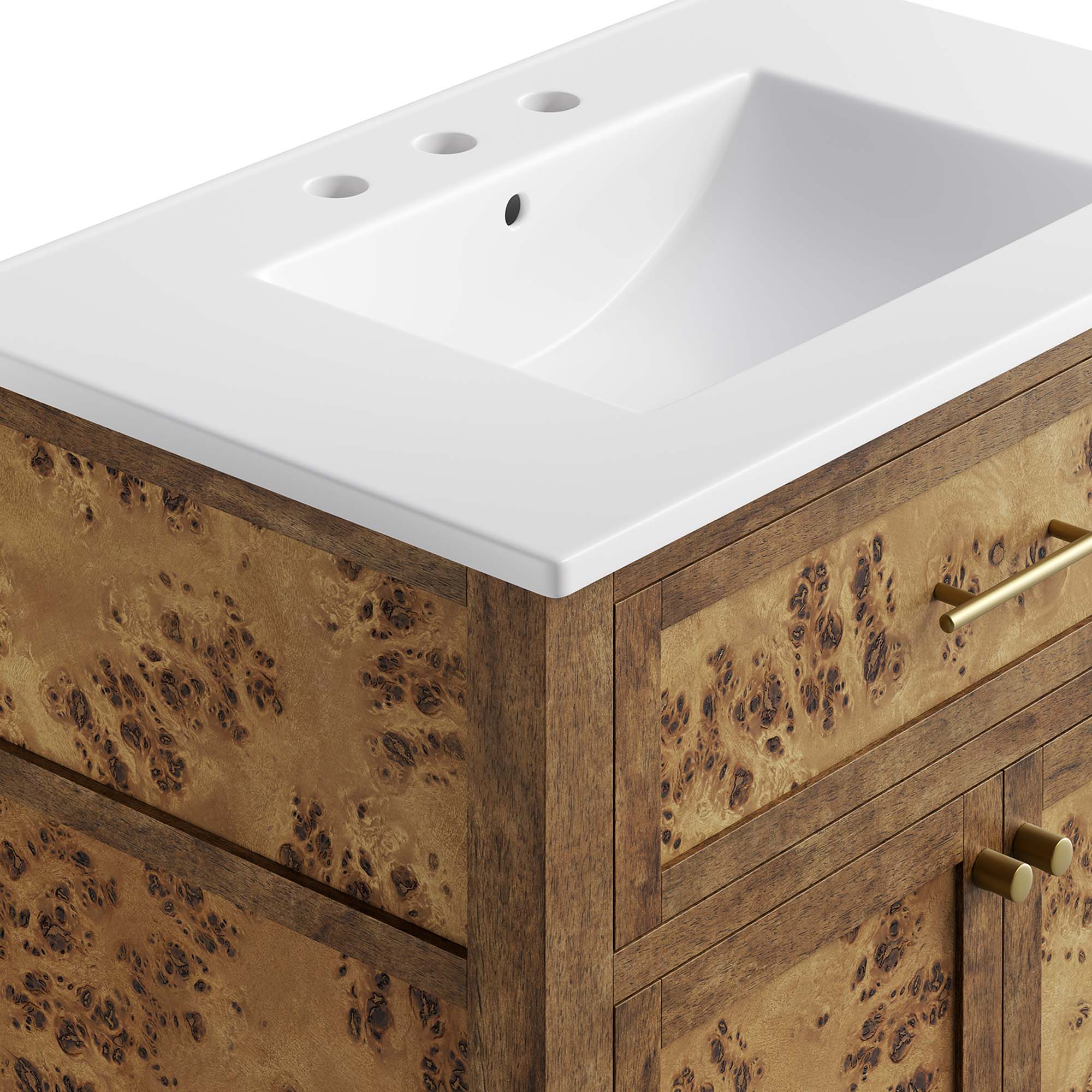 Elysian 30" Wood Bathroom Vanity - White Brown