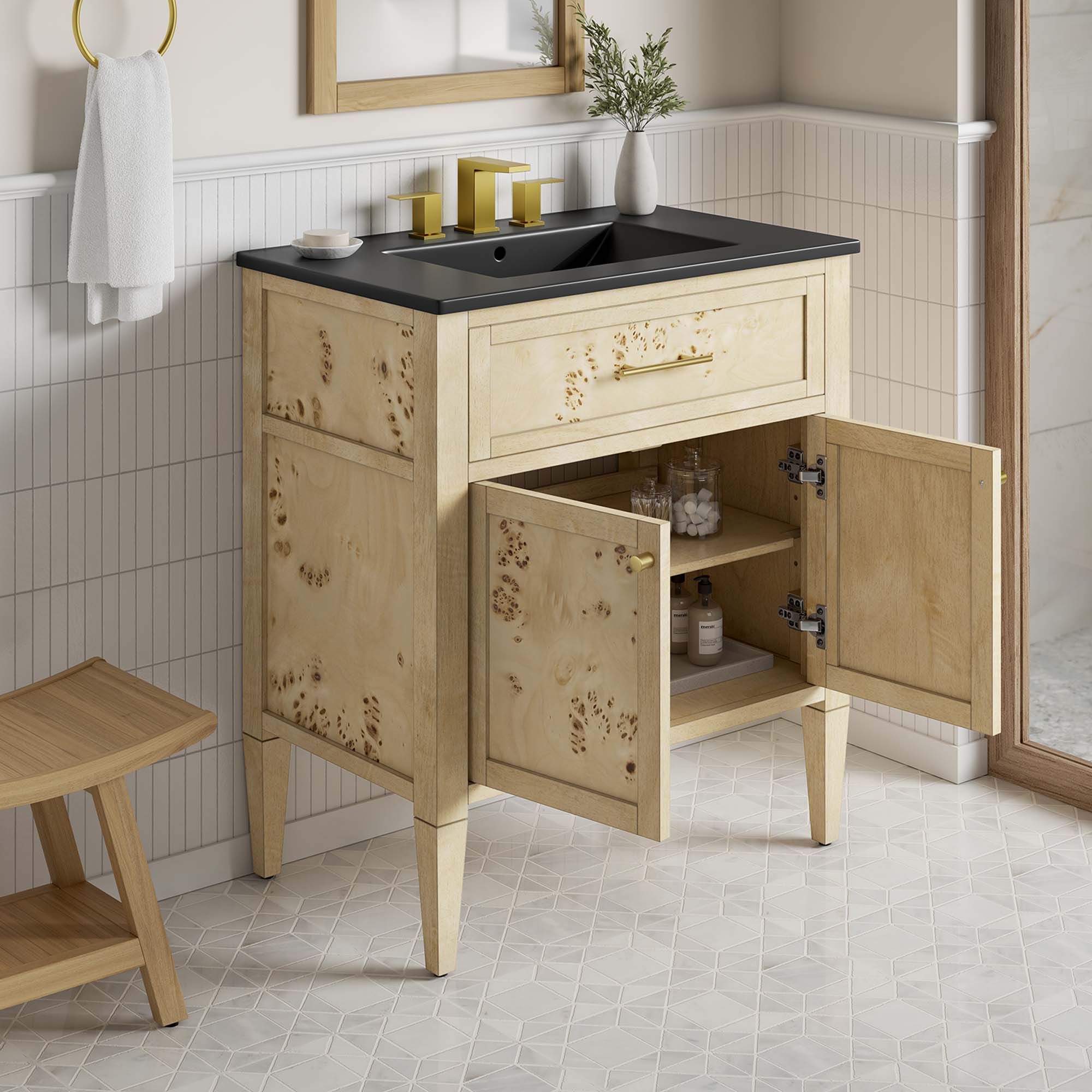 Elysian 30" Wood Bathroom Vanity - Black Burl