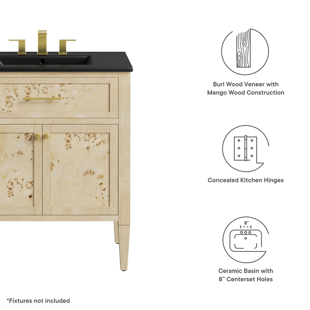 Elysian 30" Wood Bathroom Vanity - Black Burl