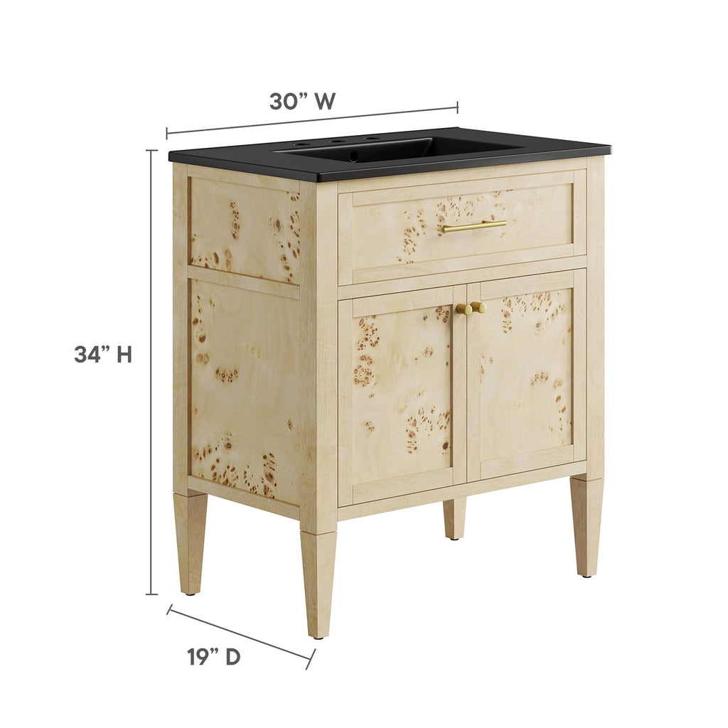Elysian 30" Wood Bathroom Vanity - Black Burl