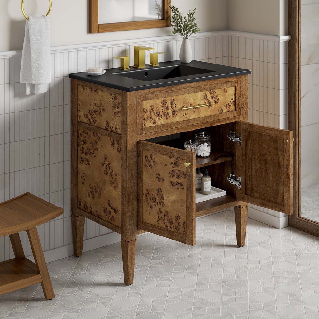 Elysian 30" Wood Bathroom Vanity - Black Brown