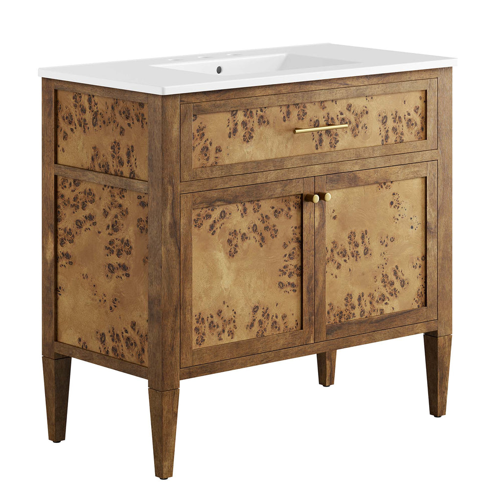 Elysian 36" Wood Bathroom Vanity - White Brown