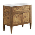 Elysian 36" Wood Bathroom Vanity - White Brown