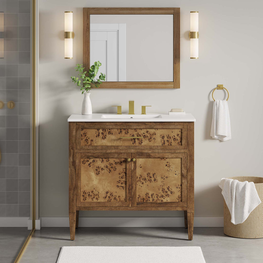 Elysian 36" Wood Bathroom Vanity - White Brown