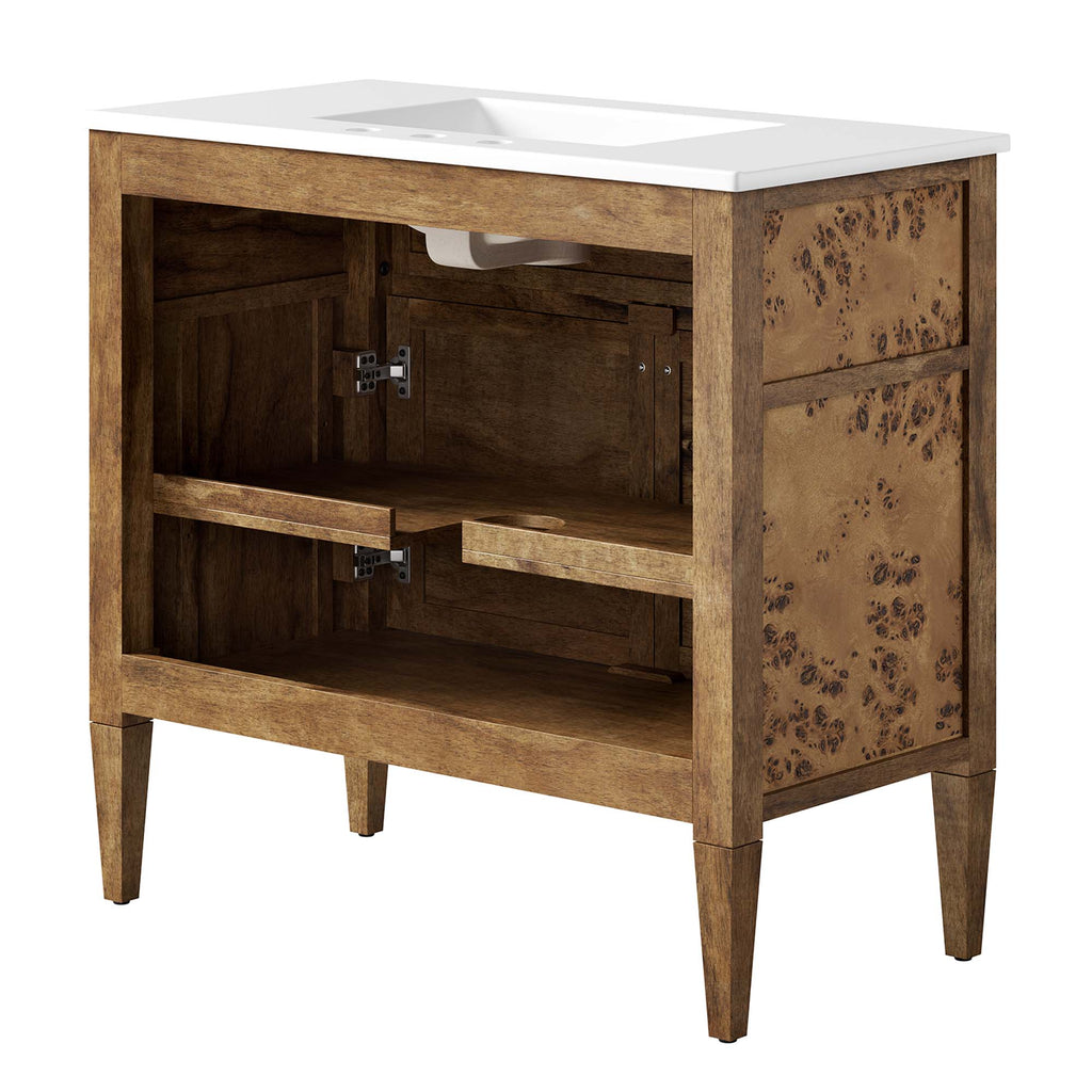Elysian 36" Wood Bathroom Vanity - White Brown